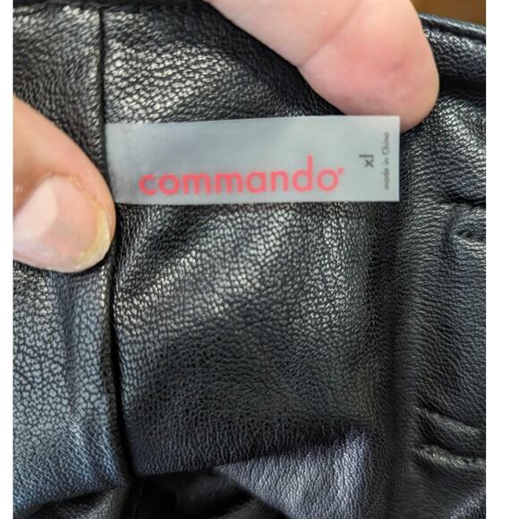 Commando Faux Leather Paperbag Pants Black Tie Waist Pull On Size XL - Picture 5 of 8